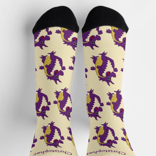 Socks Purple Dragon Design ソックス (上部)