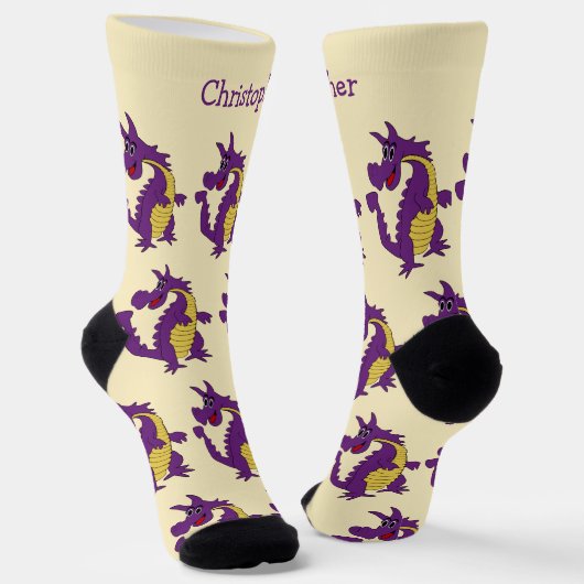 Socks Purple Dragon Design ソックス (傾斜あり)