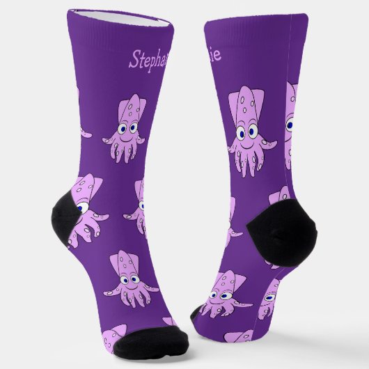 Socks Purple Squid Design ソックス (傾斜あり)