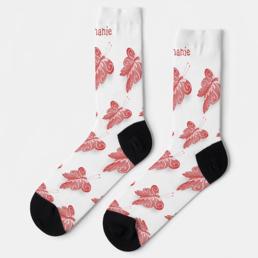 Socks Red Butterfly Design ソックス (左)