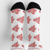Socks Red Butterfly Design ソックス (上部)