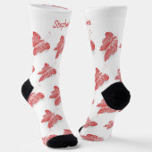 Socks Red Butterfly Design ソックス (傾斜あり)