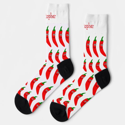 Socks Red Chili Pepper Design ソックス (左)