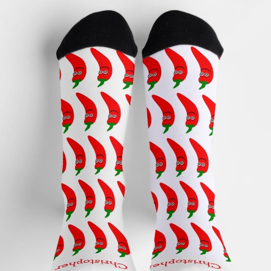 Socks Red Chili Pepper Design ソックス (上部)