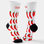 Socks Red Chili Pepper Design ソックス (傾斜あり)