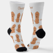 Socks Red Goldendoodle Design ソックス (傾斜あり)