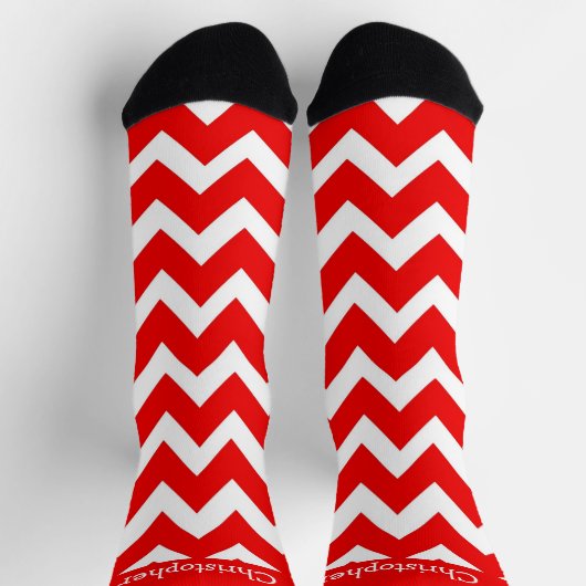Socks Red Zig Zag Design ソックス (上部)