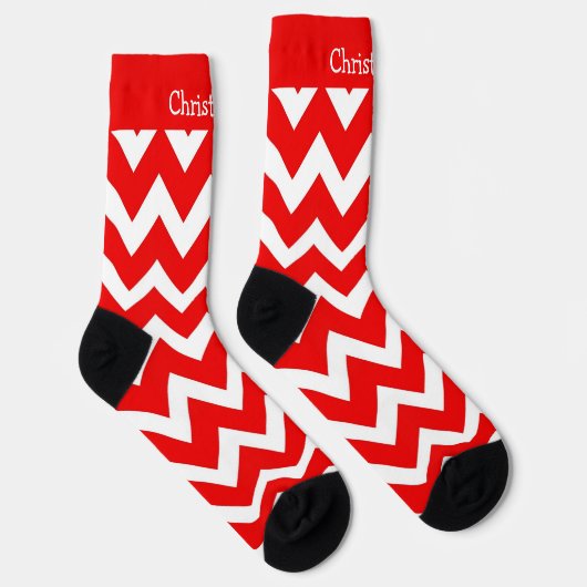 Socks Red Zig Zag Design ソックス (右)
