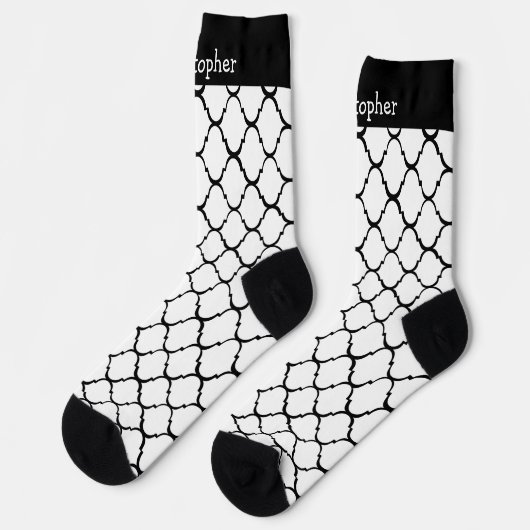 Socks White Moroccan Pattern Design ソックス (左)