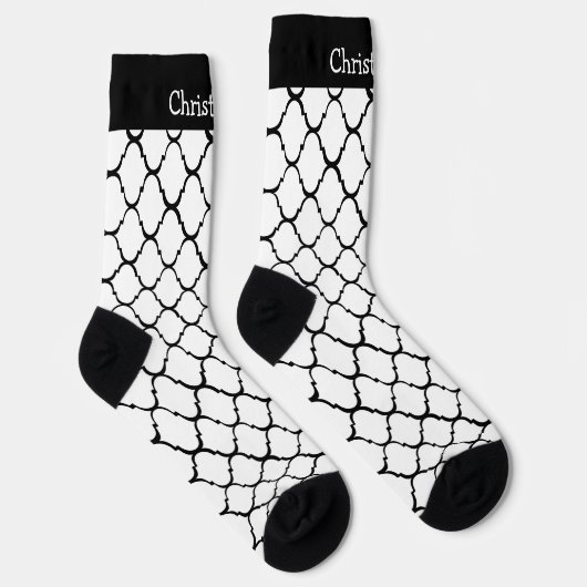 Socks White Moroccan Pattern Design ソックス (右)