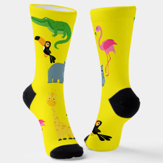 Socks with cartoon African animals ソックス