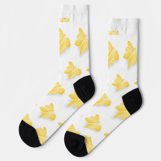 Socks Yellow Butterfly Design ソックス (左)