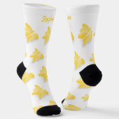Socks Yellow Butterfly Design ソックス (傾斜あり)