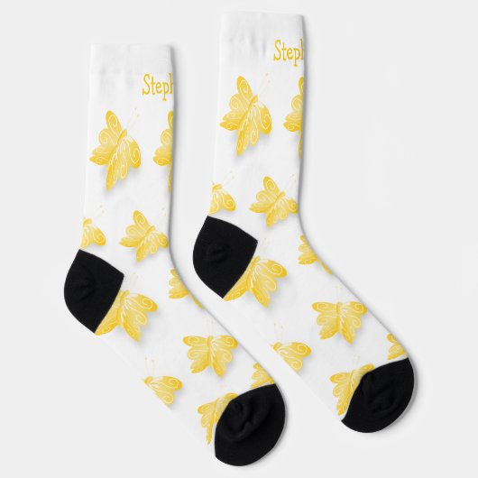 Socks Yellow Butterfly Design ソックス (右)