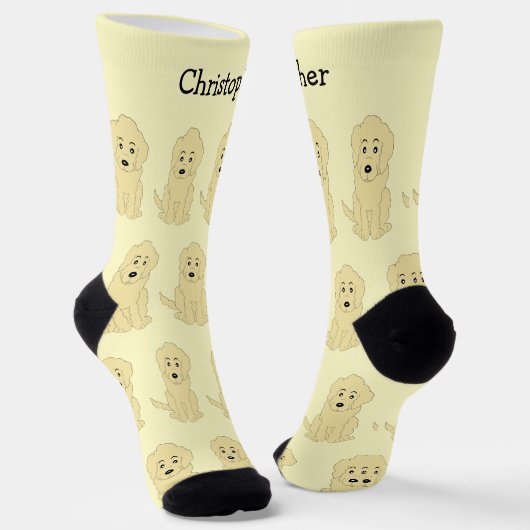 Socks Yellow Goldendoodle Design ソックス (傾斜あり)