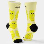 Socks Yellow Owl Design ソックス (傾斜あり)