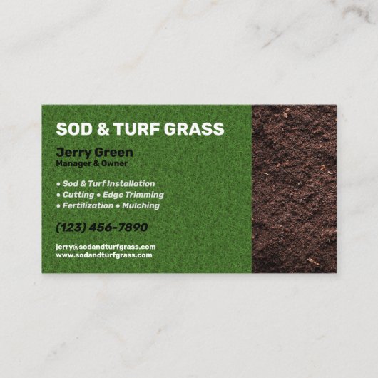 SodおよびTurf芝生サー気にビスス 名刺 (正面)