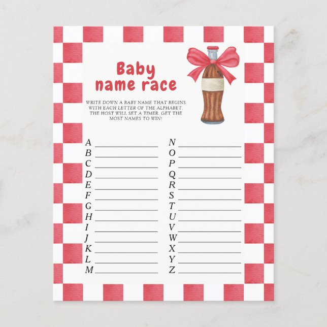 soda baby shower - Baby name race game (正面)