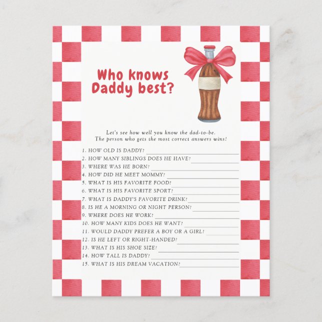 Soda baby shower Who knows daddy best game (正面)