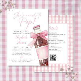 Soda Bottle Pink Bow Baby Shower All In One 招待状