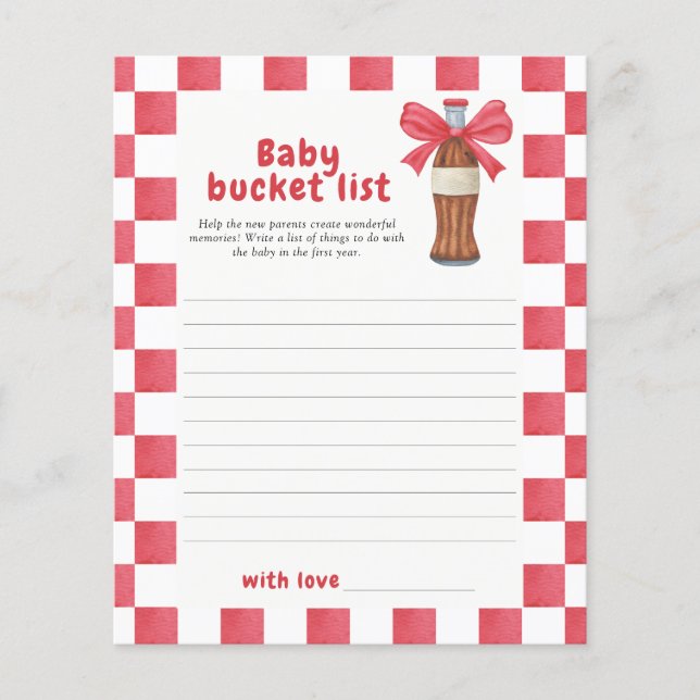 Soda & Bow baby shower - Baby bucket list game (正面)