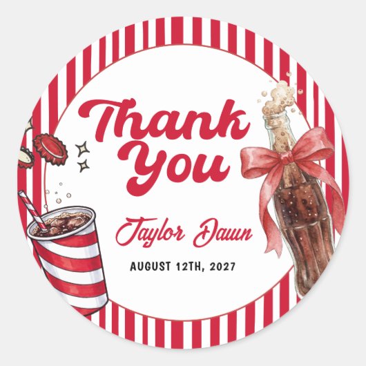 Soda Pop Baby Shower  ラウンドシール (正面)