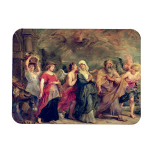 Sodom 1625年を去るロットの家族(パネルの油) マグネット