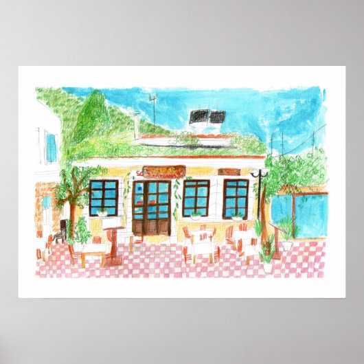 Sofas Taverna, Crete, Greeceポスター ポスター (正面)