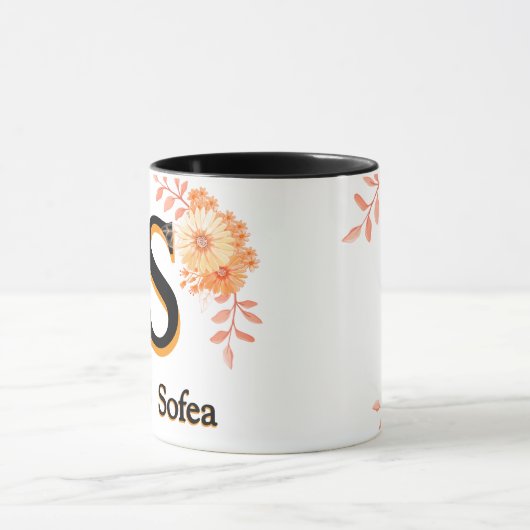 Sofea name Mug – Elegant Letter S Coffee Cup マグカップ (中央)