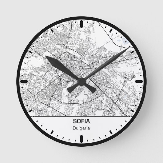 Sofia Clock City Line Art ラウンド壁時計 (正面)