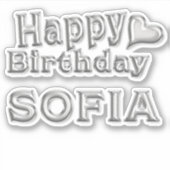 Sofia Happy Birthday silver Aufkleber Sticker シール (正面)