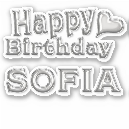 Sofia Happy Birthday silver Aufkleber Sticker シール (正面)