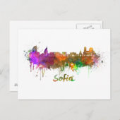 Sofia skyline in watercolor ポストカード (正面/裏面)