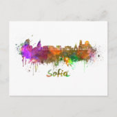 Sofia skyline in watercolor ポストカード (正面)