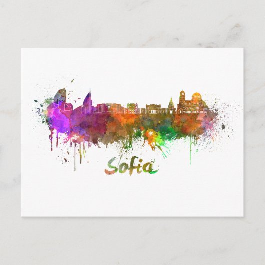 Sofia skyline in watercolor ポストカード (正面)