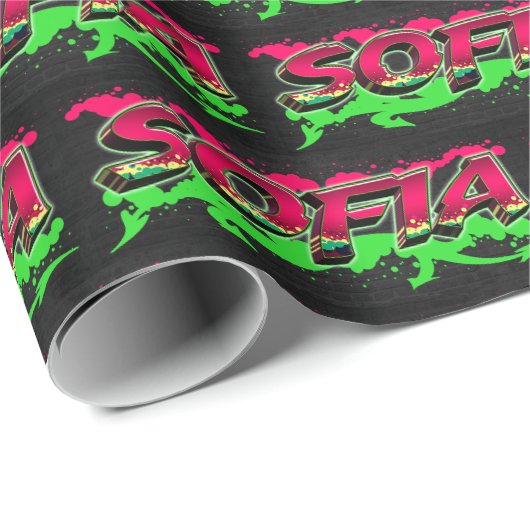 Sofia Vorname Name Graffiti red green ラッピングペーパー (ロールコーナー)