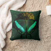 Sofisticado Esmeralda Orgânico Borboleta Arte クッション (ブランケット)