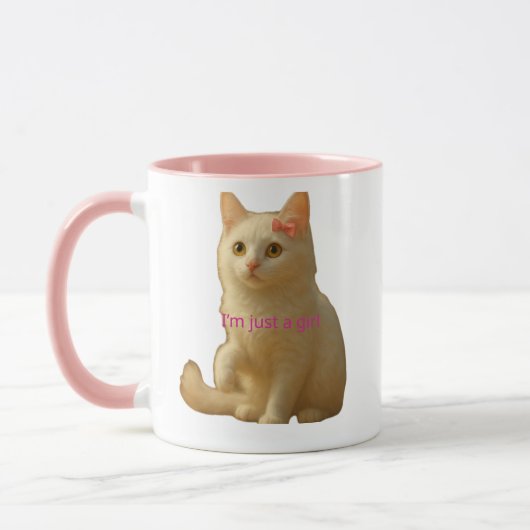 Soft Aesthetic Cat Meme and Coffee Lover Feminine  マグカップ (左)