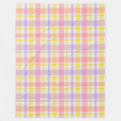 Soft and Cozy Pastel Plaid Pink Lavender Yellow フリースブランケット (正面)