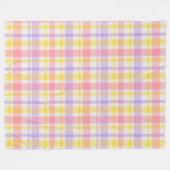 Soft and Cozy Pastel Plaid Pink Lavender Yellow フリースブランケット (正面(横))