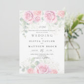 Soft and Elegant Blush Pink Roses Wedding 招待状 (スタンド正面)