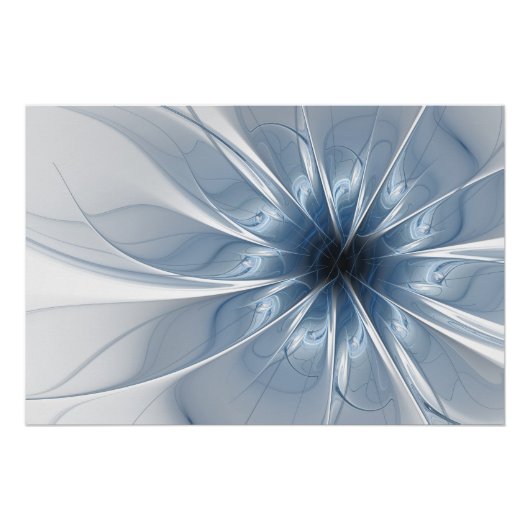 Soft and tenderness blue fractal fantasy flower cu ポスター (正面)