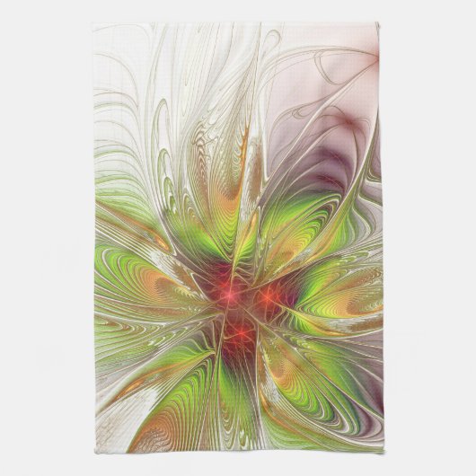 Soft and tenderness fractal fantasy flowers キッチンタオル (縦)