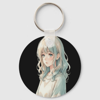 Soft Anime Girl – Round Keychain キーホルダー