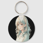 Soft Anime Girl – Round Keychain キーホルダー (裏面)