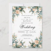 Soft Apricot Botanical Arch Wedding 招待状 (正面)