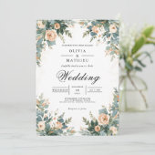 Soft Apricot Botanical Arch Wedding 招待状 (スタンド正面)