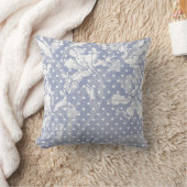 Soft Art Nouveau Flowers on Polka Dots Pillow クッション (ブランケット)