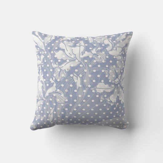 Soft Art Nouveau Flowers on Polka Dots Pillow クッション (裏面)