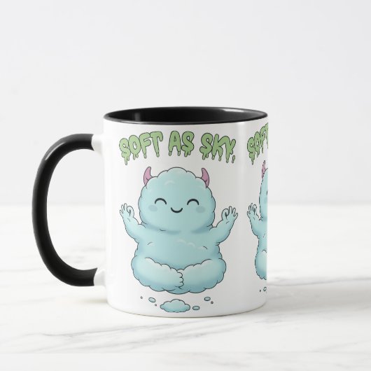 Soft as Sky: かわいい雲のモンスター ゼン ヨガ & 瞑想 マグカップ (左)